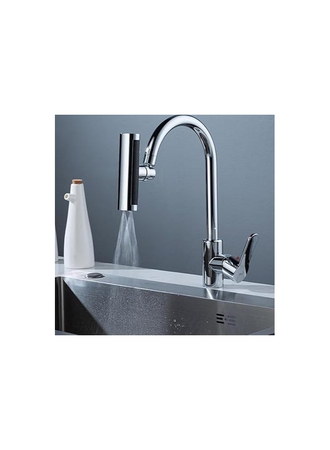 EXSSRACH Faucet Extender, 4 Modes Multi-functional Swivel Faucet Extender, Waterfall Sink Faucet Aerator Sprayer Adapter, Rotating Faucet Extender for Kitchen Bathroom Sink, Silver